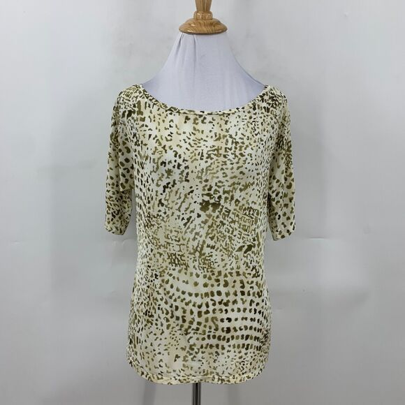 Max Mara Leopard Top Women XL Extra Large Mid Sleeves Boat Neck Made Italy *READ - Picture 2 of 12